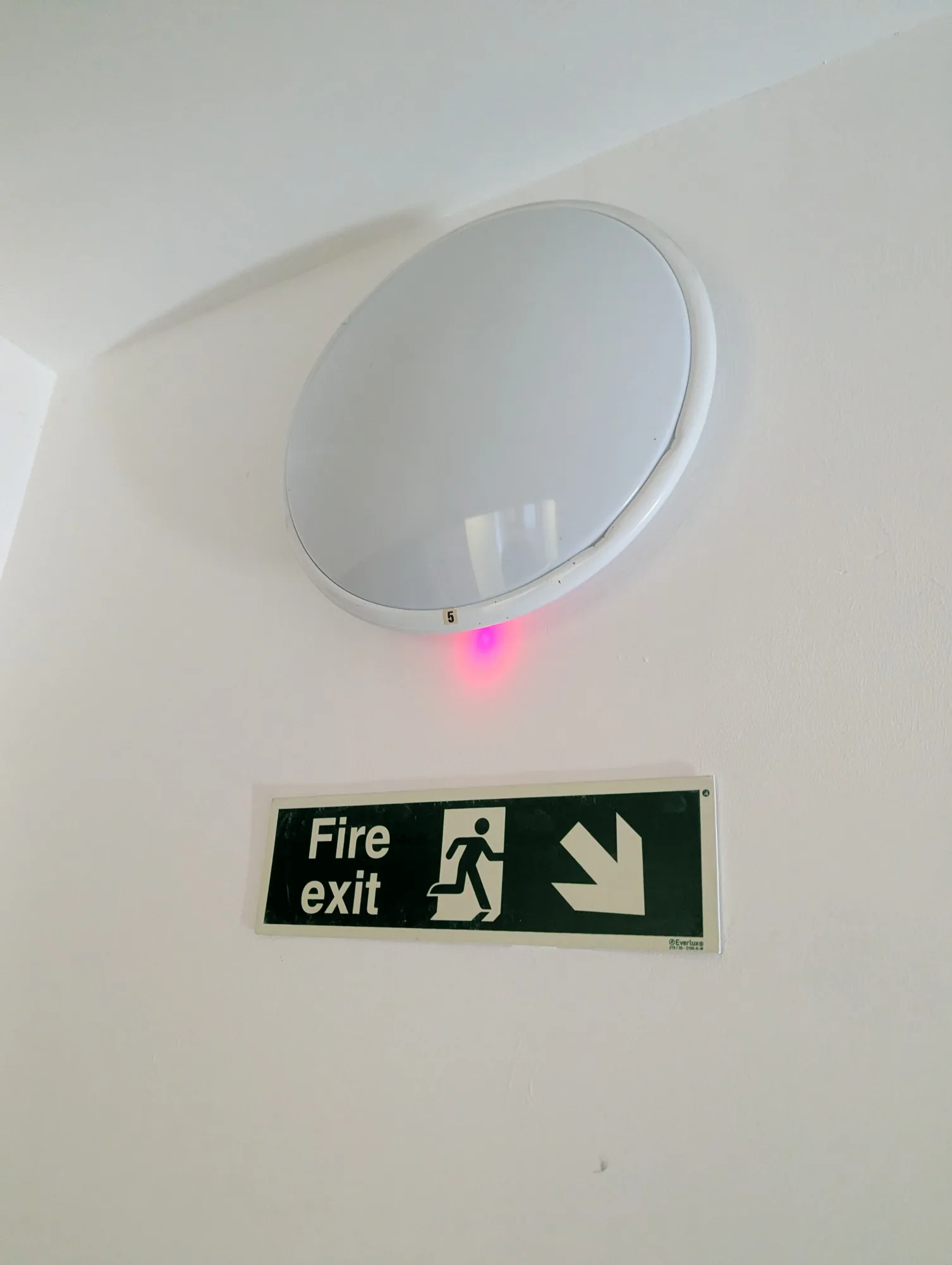 Bulkhead light and fire exit sign in a commercial unit